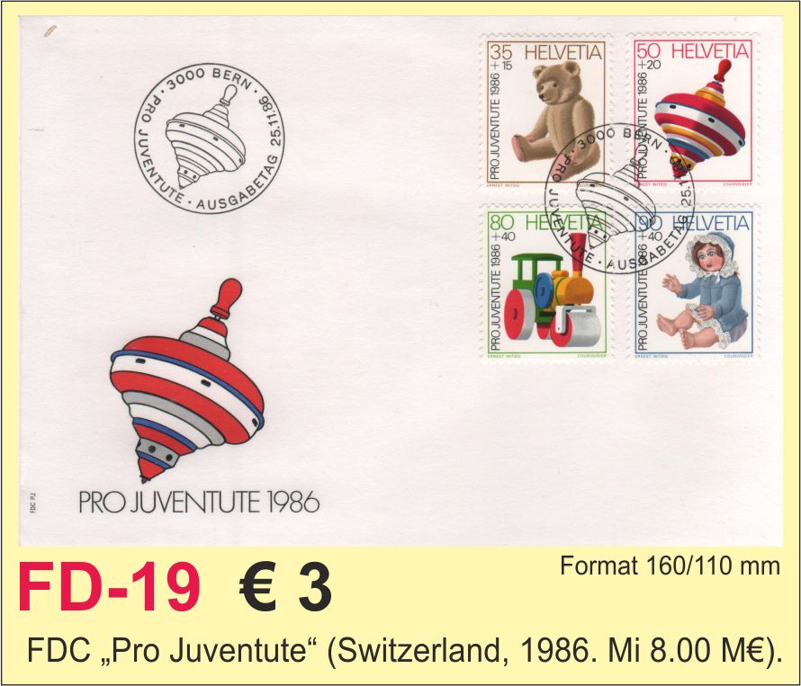 FDC Switzerland Pro Juventute 1986